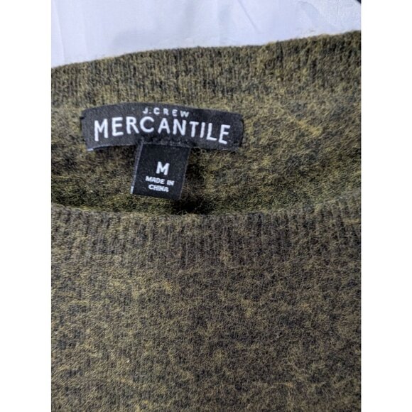 J Crew Mercantile Green Teddie Sweater Wool Blend Army Crewneck Womens Size M - Picture 5 of 6